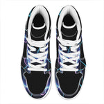 Pink And Teal Sound Wave Print High Top Leather Sneakers