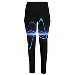 Pink And Teal Sound Wave Print High-Waisted Pocket Leggings