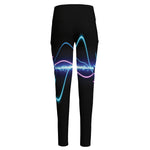 Pink And Teal Sound Wave Print High-Waisted Pocket Leggings