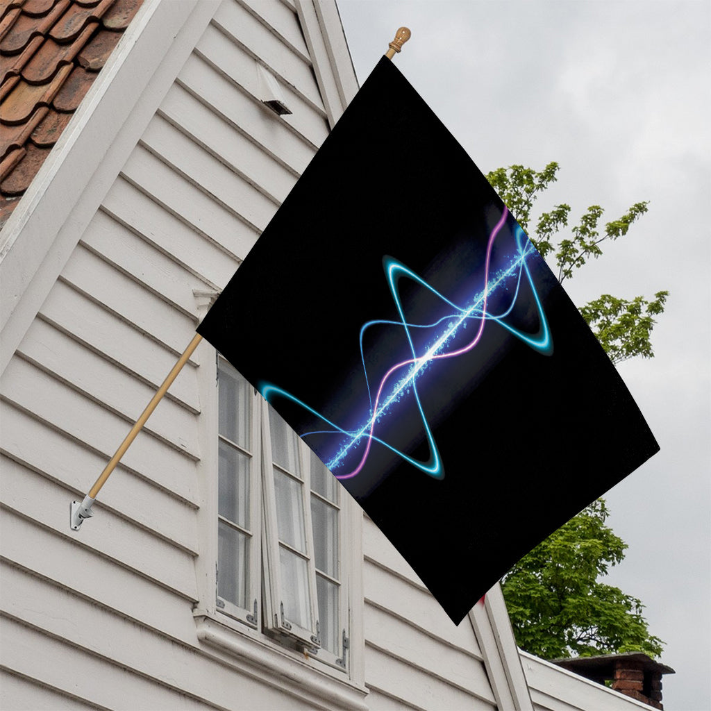 Pink And Teal Sound Wave Print House Flag
