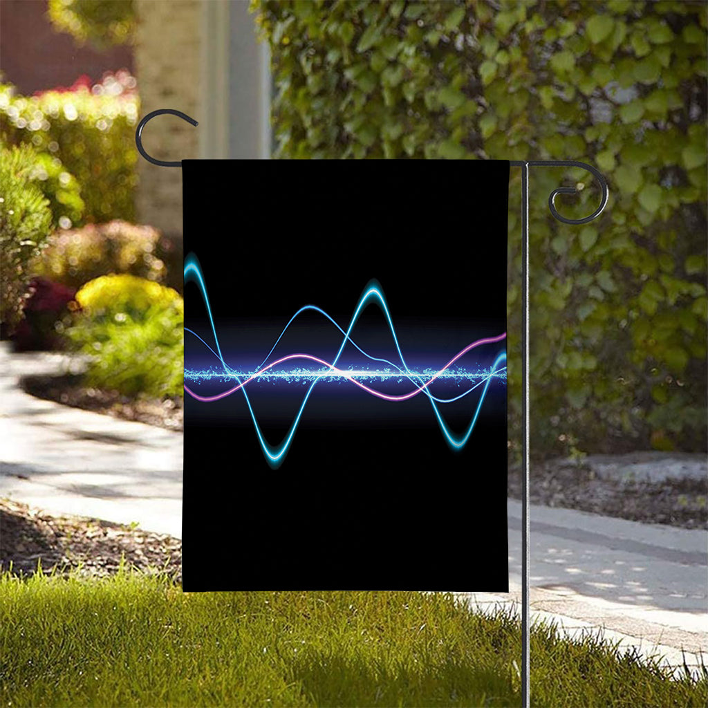 Pink And Teal Sound Wave Print House Flag