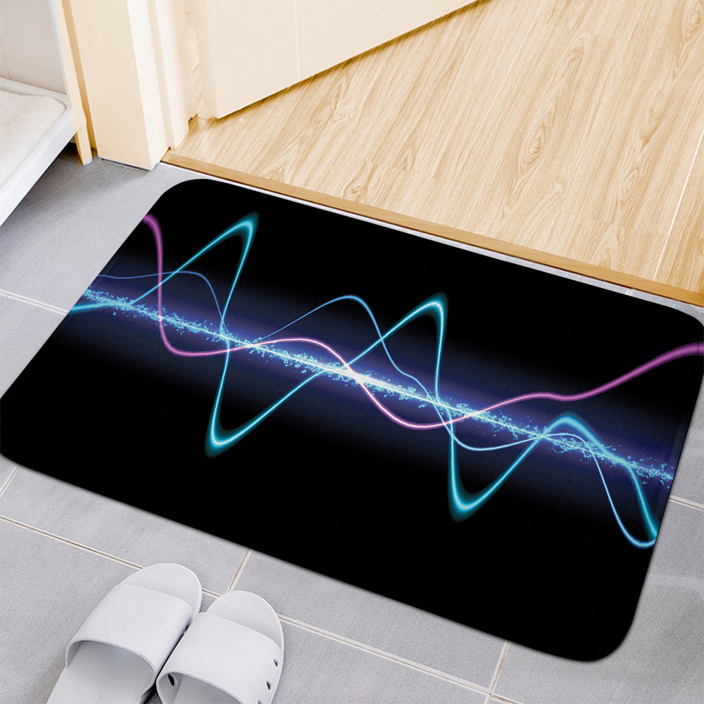 Pink And Teal Sound Wave Print Indoor Door Mat