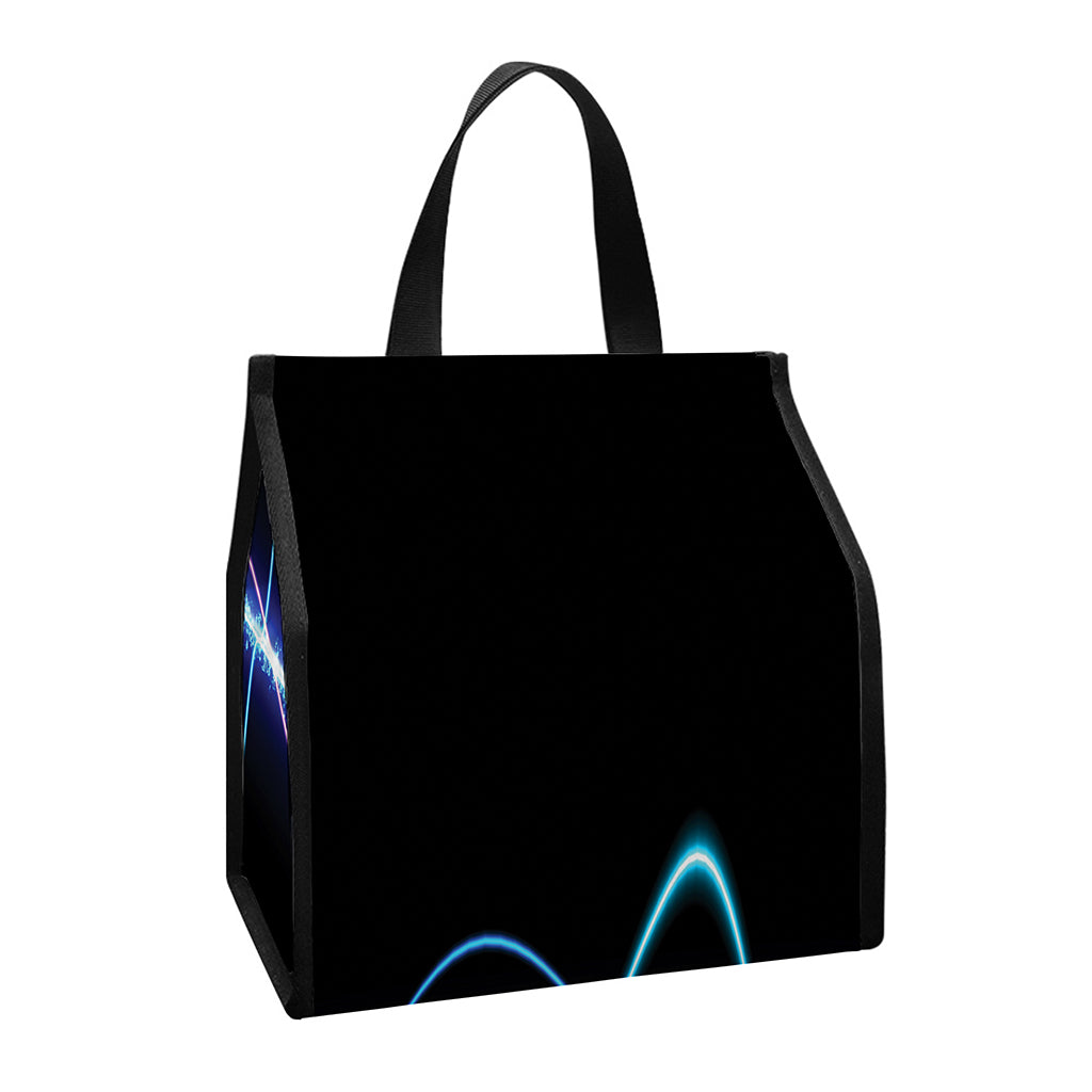 Pink And Teal Sound Wave Print Insulated Lunch Tote