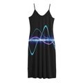 Pink And Teal Sound Wave Print Jersey Midi Cami Dress