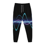 Pink And Teal Sound Wave Print Jogger Pants