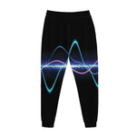 Pink And Teal Sound Wave Print Jogger Pants