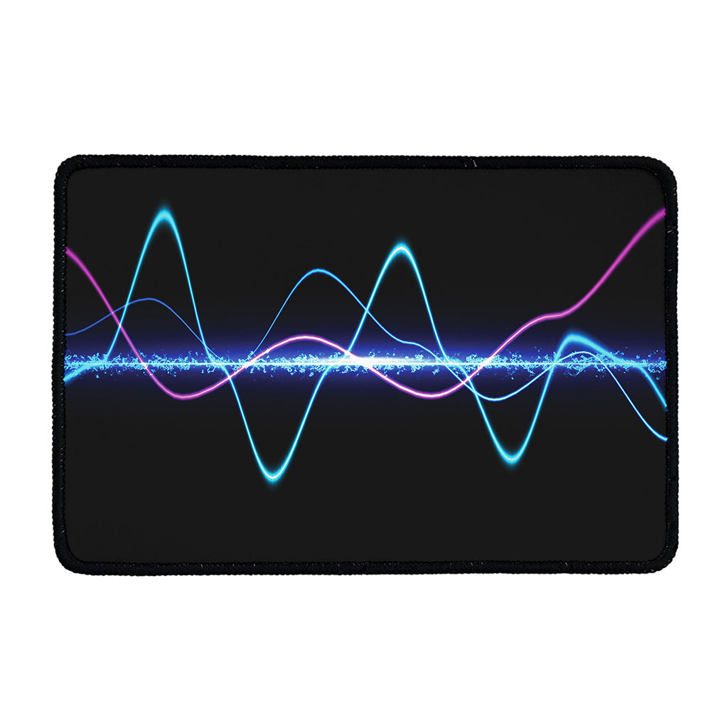 Pink And Teal Sound Wave Print Kitchen Mat
