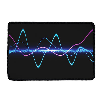 Pink And Teal Sound Wave Print Kitchen Mat