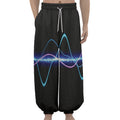 Pink And Teal Sound Wave Print Lantern Pants