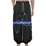Pink And Teal Sound Wave Print Lantern Pants