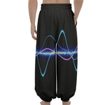 Pink And Teal Sound Wave Print Lantern Pants
