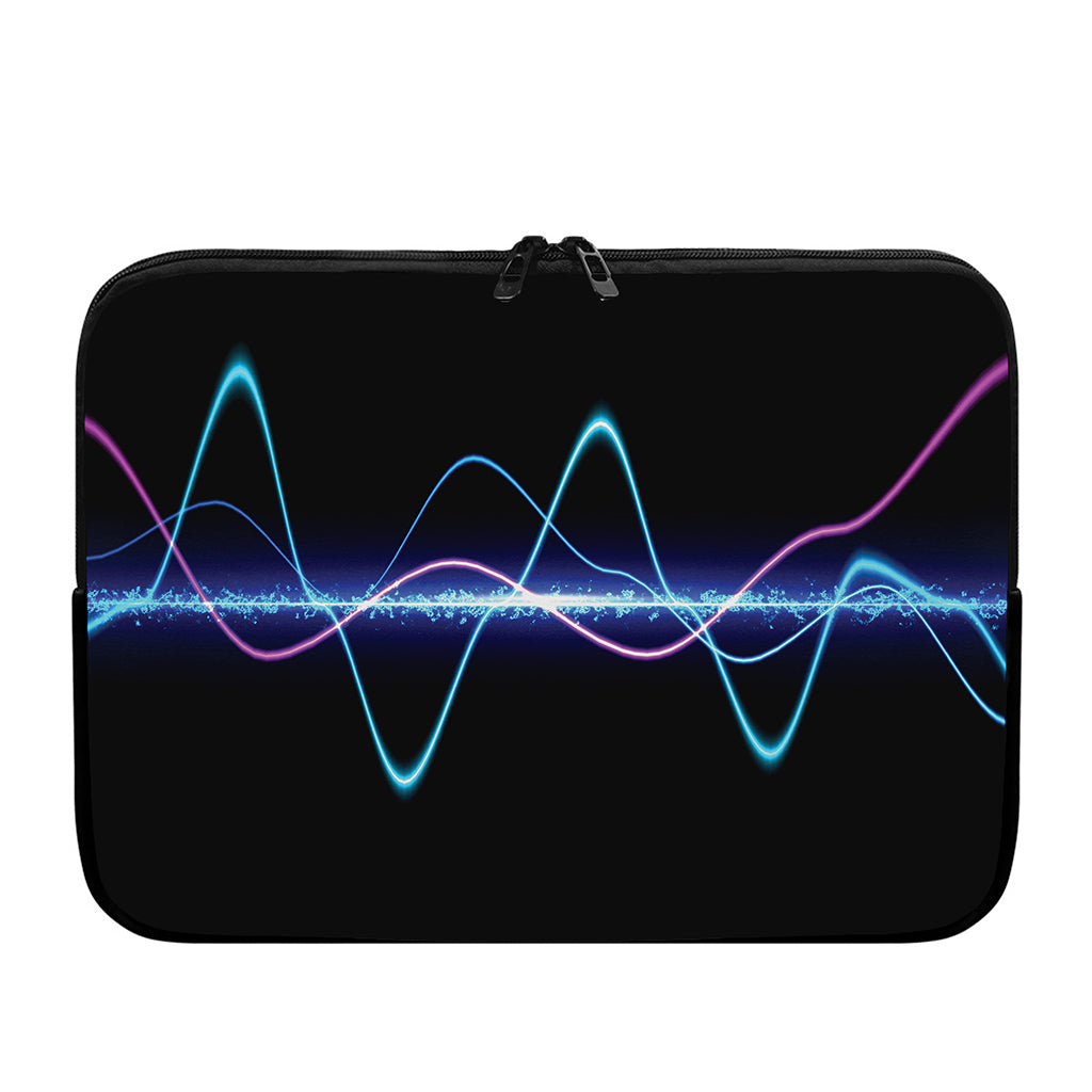 Pink And Teal Sound Wave Print Laptop Sleeve