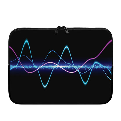 Pink And Teal Sound Wave Print Laptop Sleeve