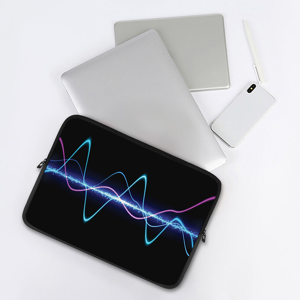 Pink And Teal Sound Wave Print Laptop Sleeve