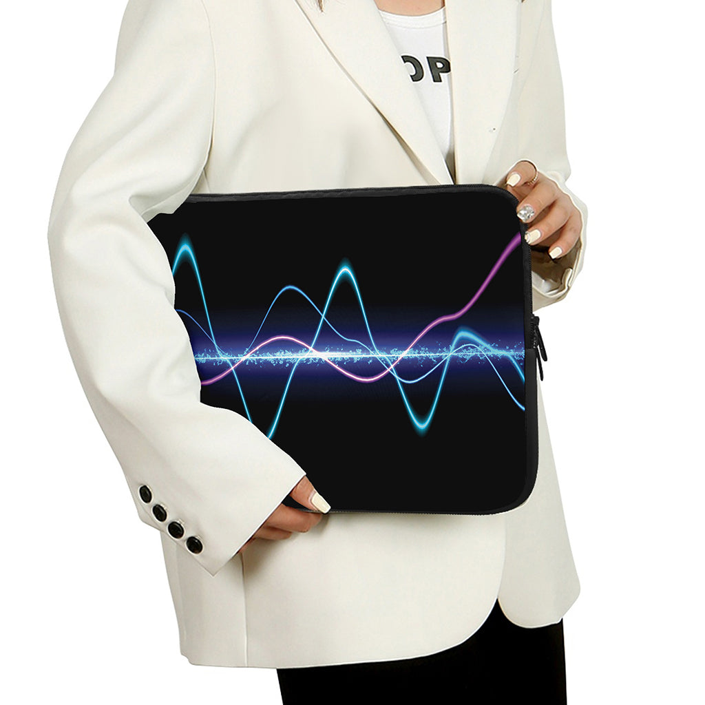 Pink And Teal Sound Wave Print Laptop Sleeve