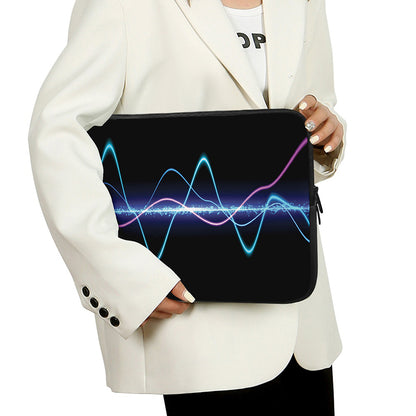 Pink And Teal Sound Wave Print Laptop Sleeve