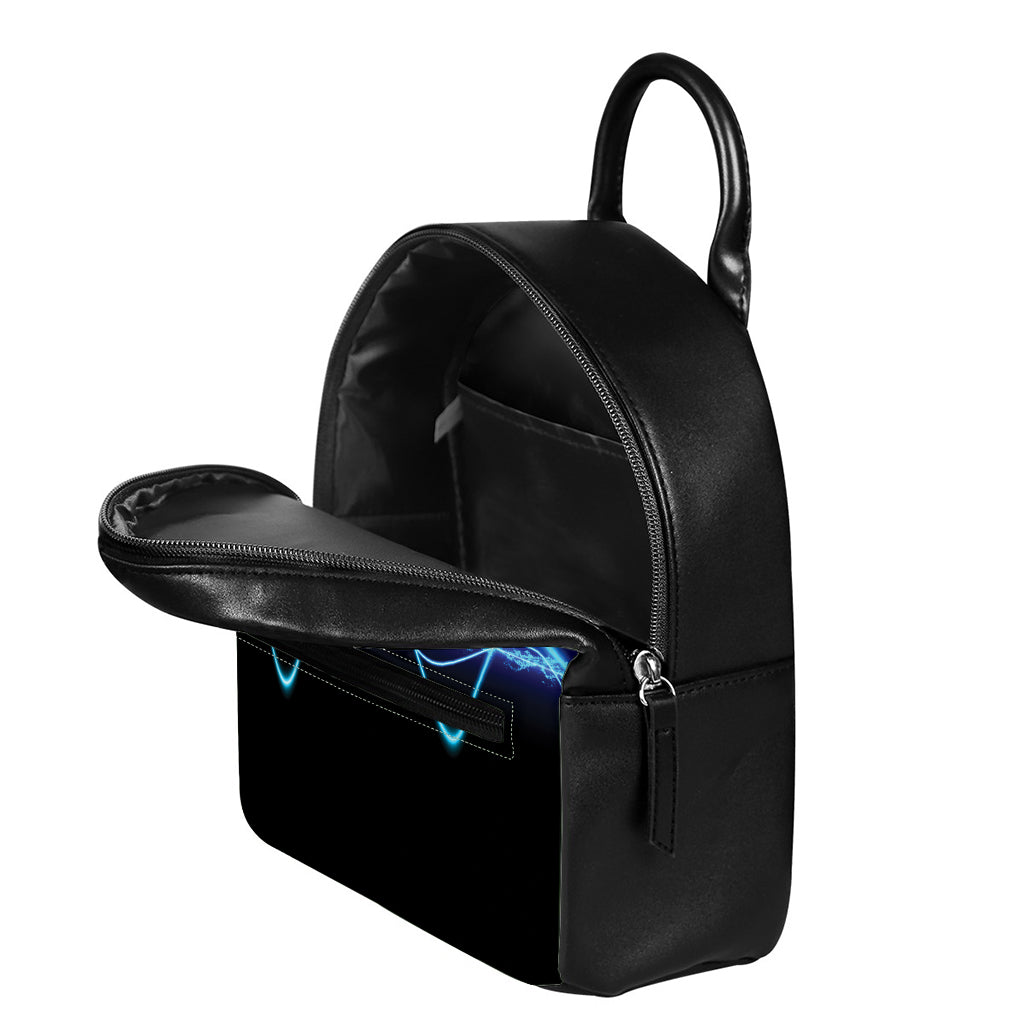 Pink And Teal Sound Wave Print Leather Backpack