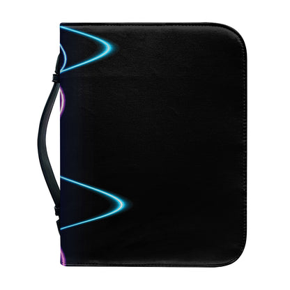 Pink And Teal Sound Wave Print Leather Bible Cover