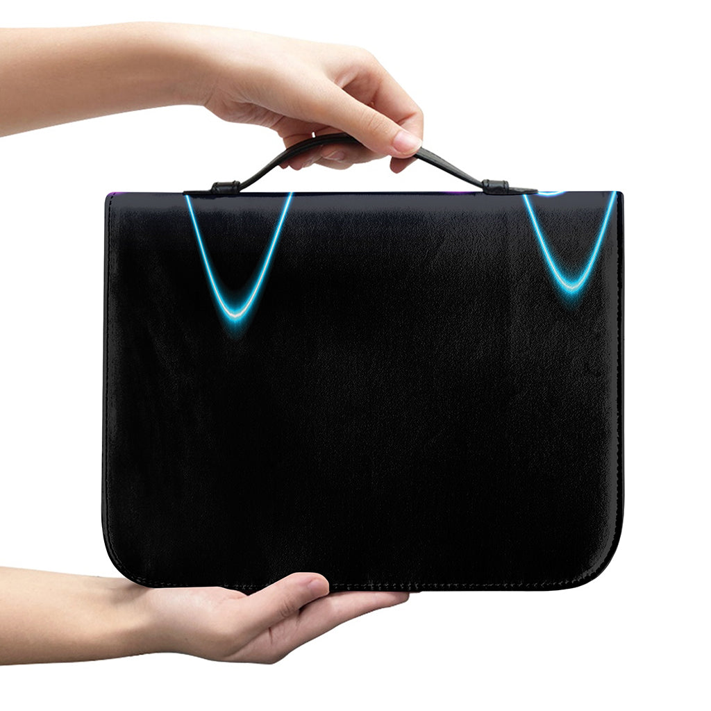 Pink And Teal Sound Wave Print Leather Bible Cover
