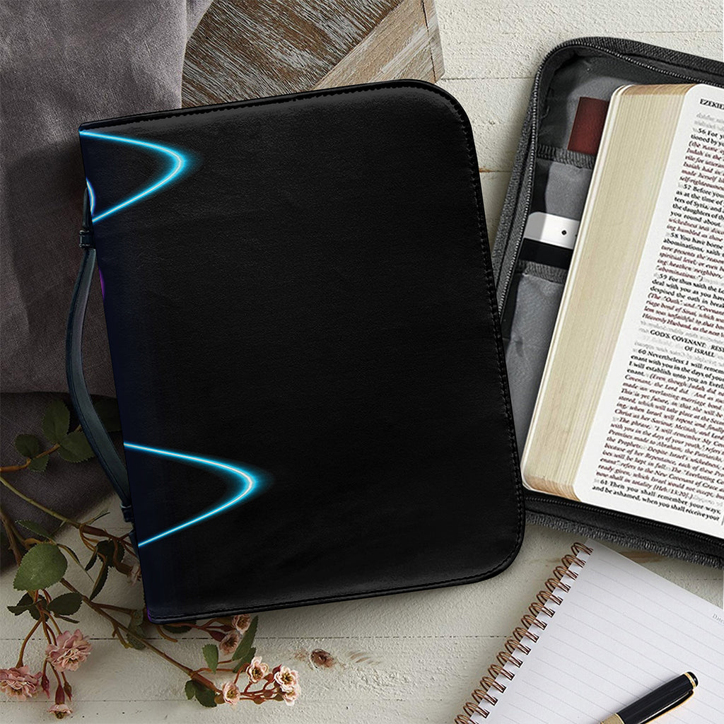 Pink And Teal Sound Wave Print Leather Bible Cover