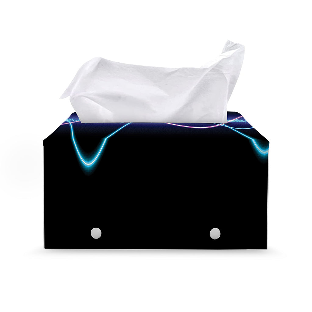 Pink And Teal Sound Wave Print Leather Tissue Box Cover