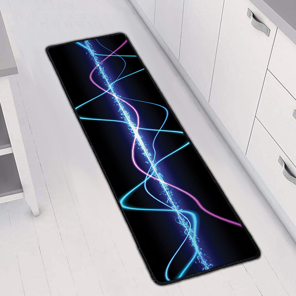 Pink And Teal Sound Wave Print Long Kitchen Mat