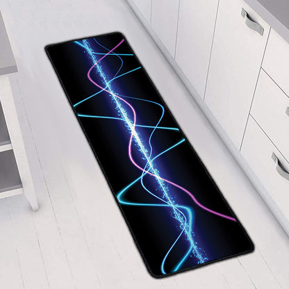 Pink And Teal Sound Wave Print Long Kitchen Mat