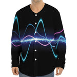 Pink And Teal Sound Wave Print Long Sleeve Baseball Jersey