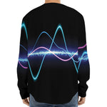 Pink And Teal Sound Wave Print Long Sleeve Baseball Jersey