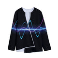 Pink And Teal Sound Wave Print Long Sleeve Short Coat