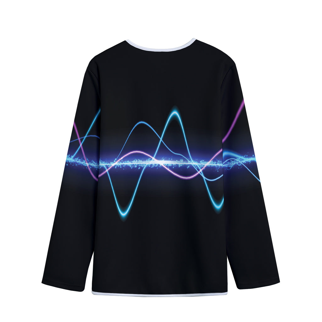 Pink And Teal Sound Wave Print Long Sleeve Short Coat