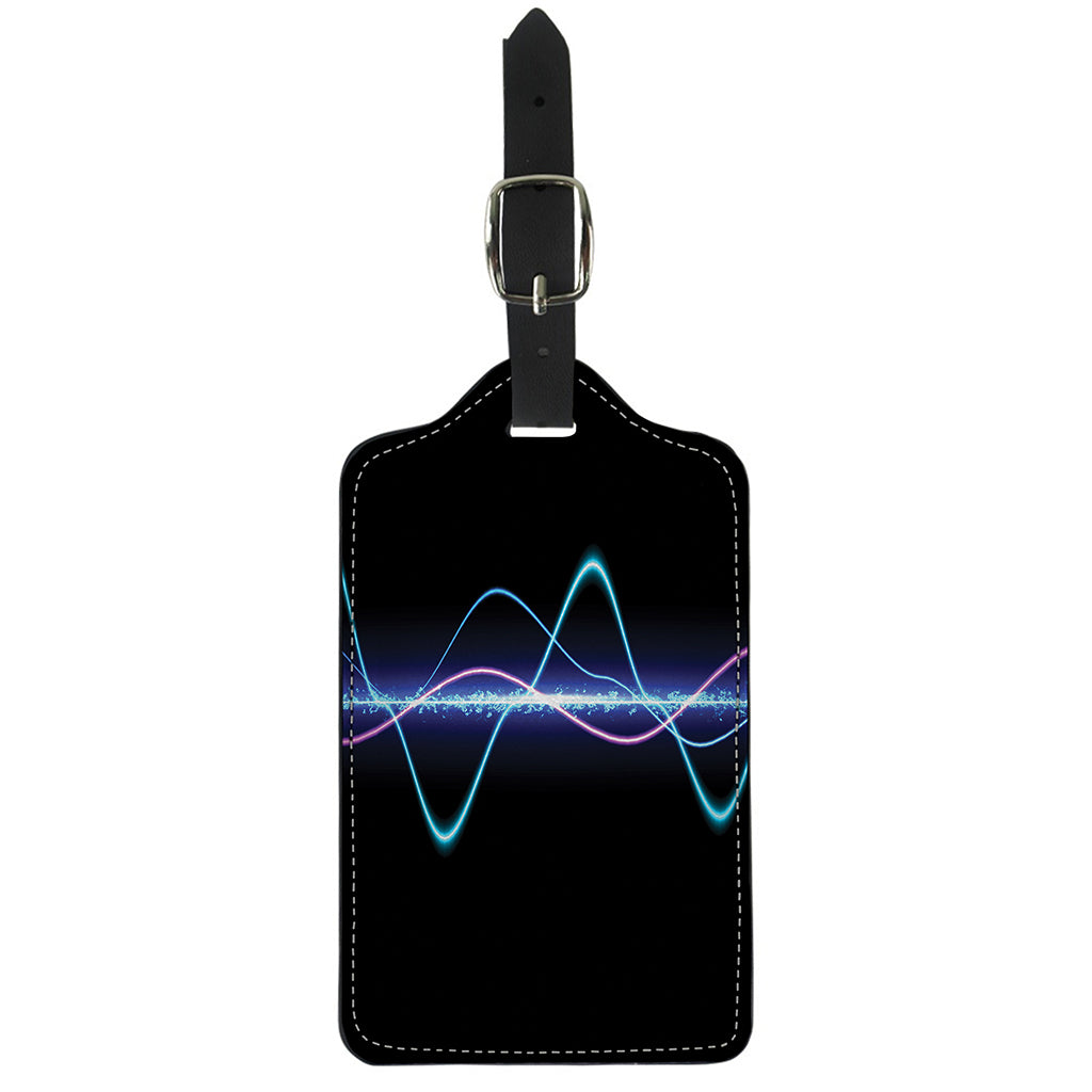 Pink And Teal Sound Wave Print Luggage Tag