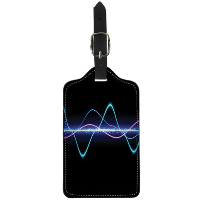 Pink And Teal Sound Wave Print Luggage Tag