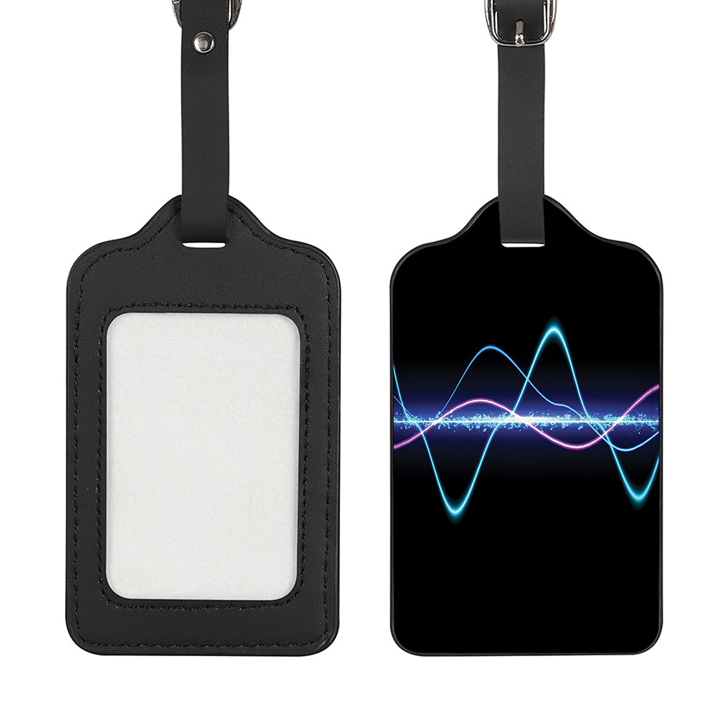 Pink And Teal Sound Wave Print Luggage Tag