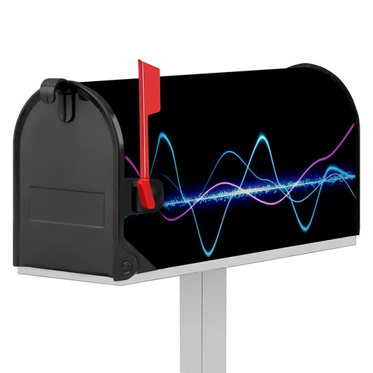 Pink And Teal Sound Wave Print Mailbox Cover