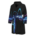 Pink And Teal Sound Wave Print Men's Bathrobe