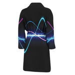 Pink And Teal Sound Wave Print Men's Bathrobe