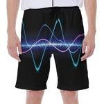 Pink And Teal Sound Wave Print Men's Beach Shorts