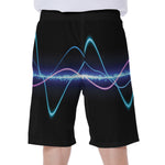 Pink And Teal Sound Wave Print Men's Beach Shorts