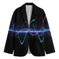Pink And Teal Sound Wave Print Men's Blazer