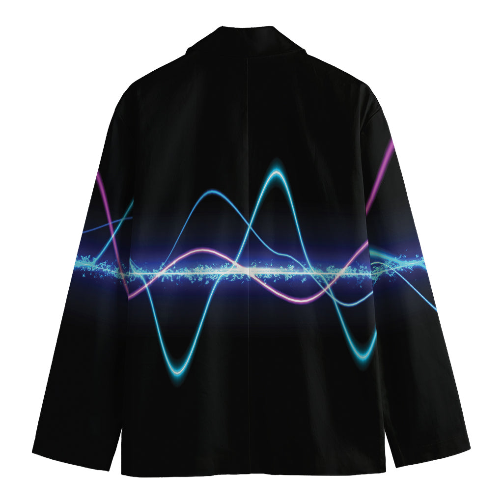 Pink And Teal Sound Wave Print Men's Blazer