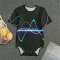 Pink And Teal Sound Wave Print Men's Bodysuit