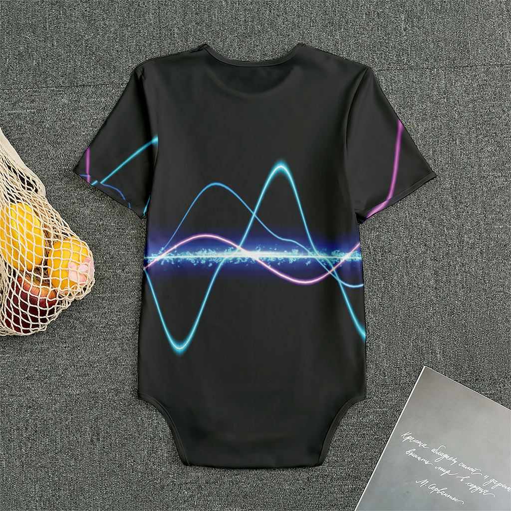 Pink And Teal Sound Wave Print Men's Bodysuit