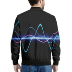 Pink And Teal Sound Wave Print Men's Bomber Jacket