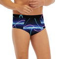 Pink And Teal Sound Wave Print Men's Briefs