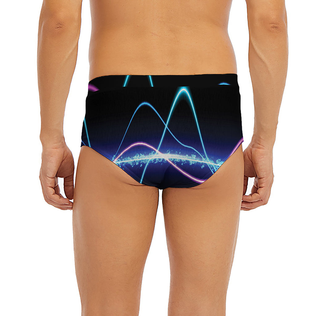 Pink And Teal Sound Wave Print Men's Briefs