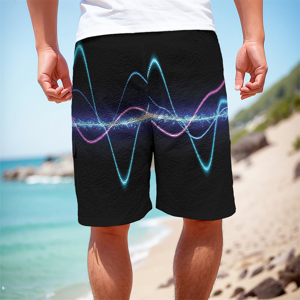 Pink And Teal Sound Wave Print Men's Cargo Shorts