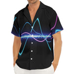 Pink And Teal Sound Wave Print Men's Deep V-Neck Shirt