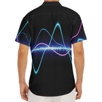 Pink And Teal Sound Wave Print Men's Deep V-Neck Shirt