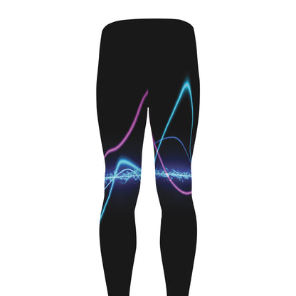 Pink And Teal Sound Wave Print Men's leggings